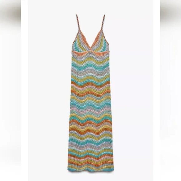 ZARA CROCHET KNIT STRAPPY DRESS